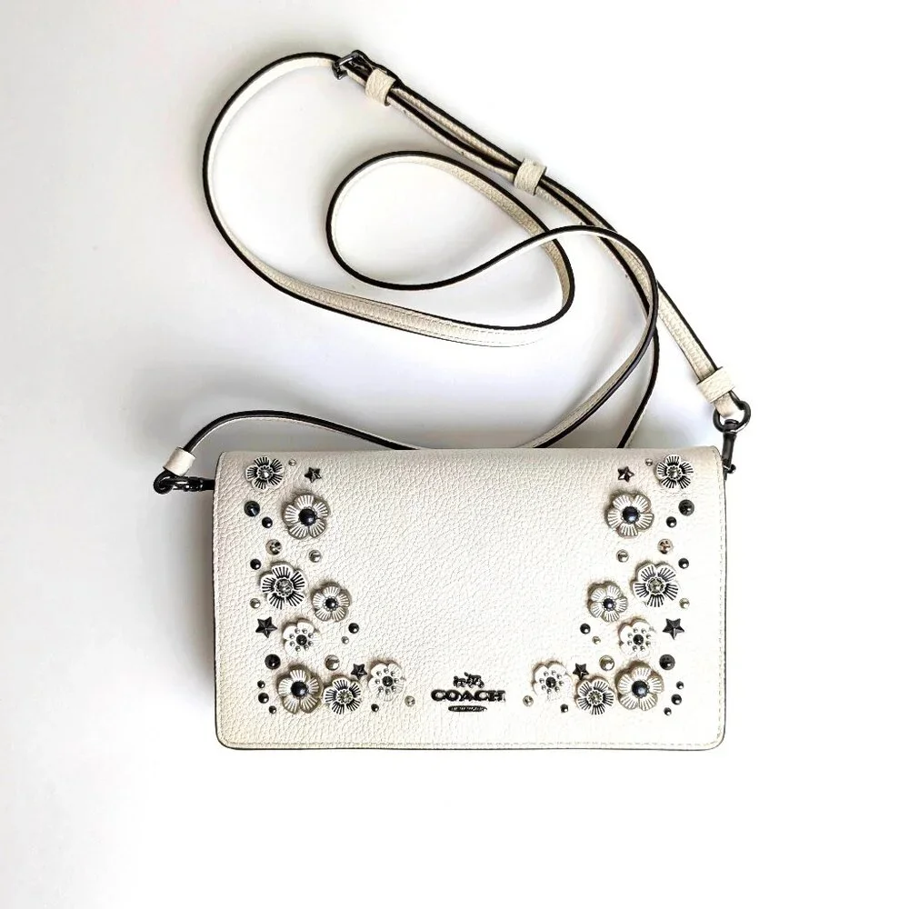 COACH Foldover Crossbody Clutch with Tea Rose